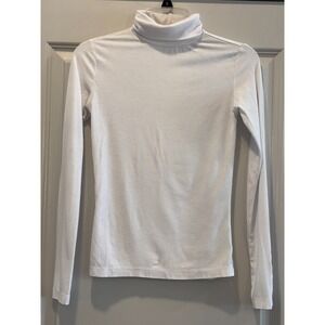 Active USA Ribbed Top Womens Medium White Scuba Knit Turtleneck Casual Wear